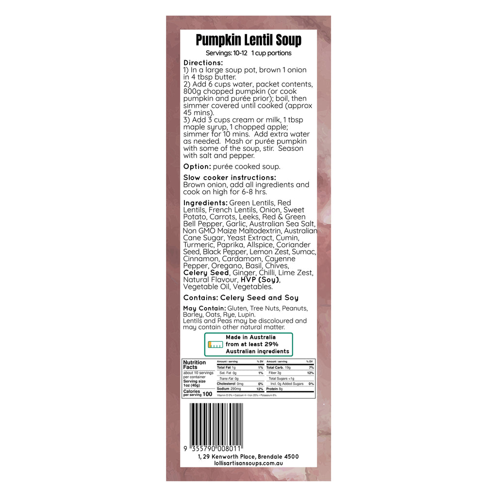 Pumpkin & Lentil Soup Mix - 400g