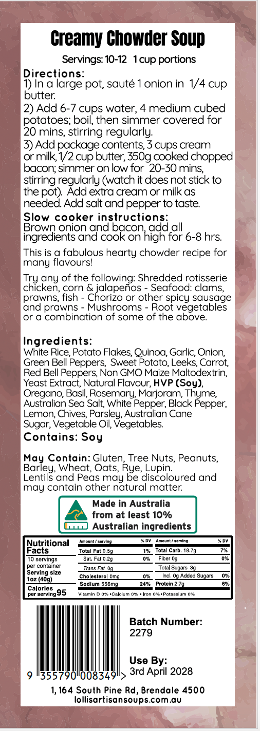 Creamy Chowder Soup Mix - 300g New Release